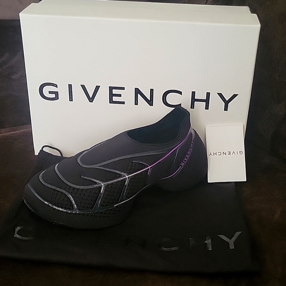 Givenchy Black Athletic Slip-On Shoe with Purple Accent